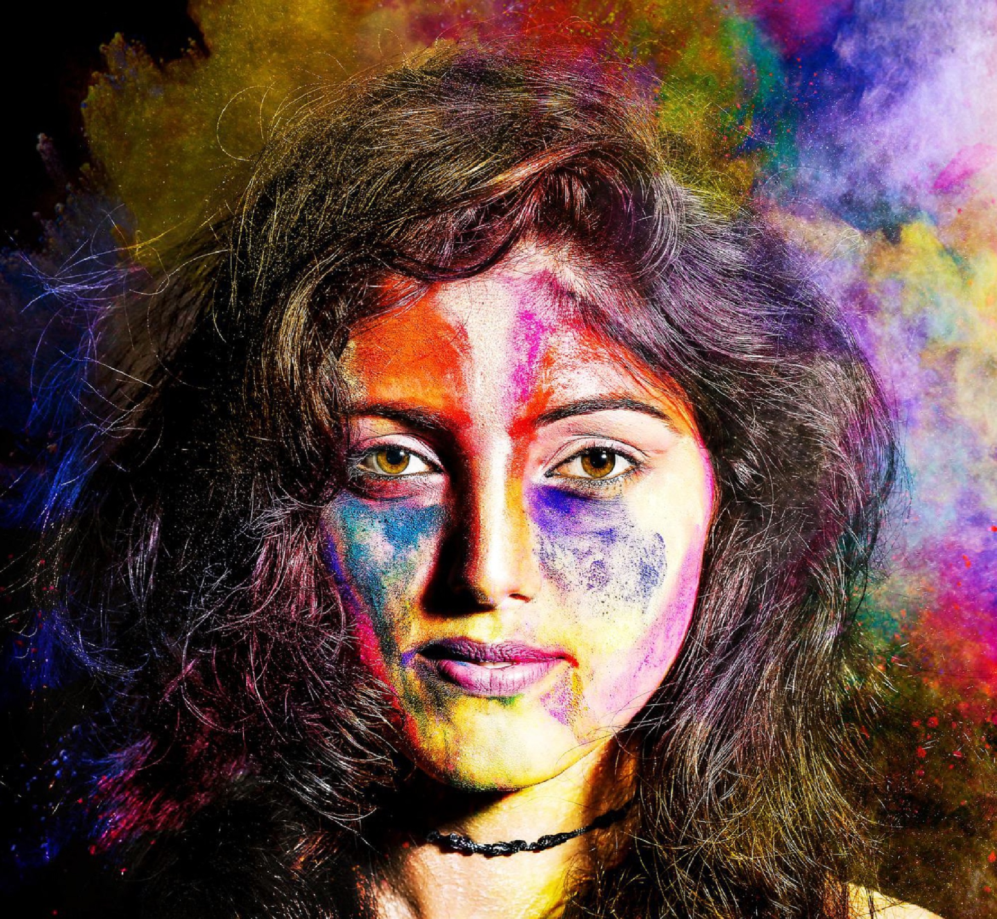 woman holi powder colour event